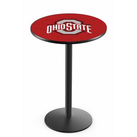 HOLLAND BAR STOOL CO 36" Blk Wrinkle Ohio State Pub Table L214B3628OhioSt